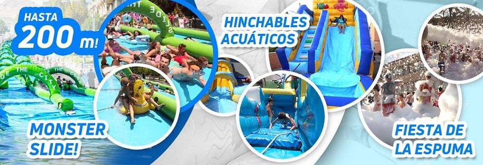 Alquiler castillos hinchables acuáticos - Fiesta de la espuma - Alicante